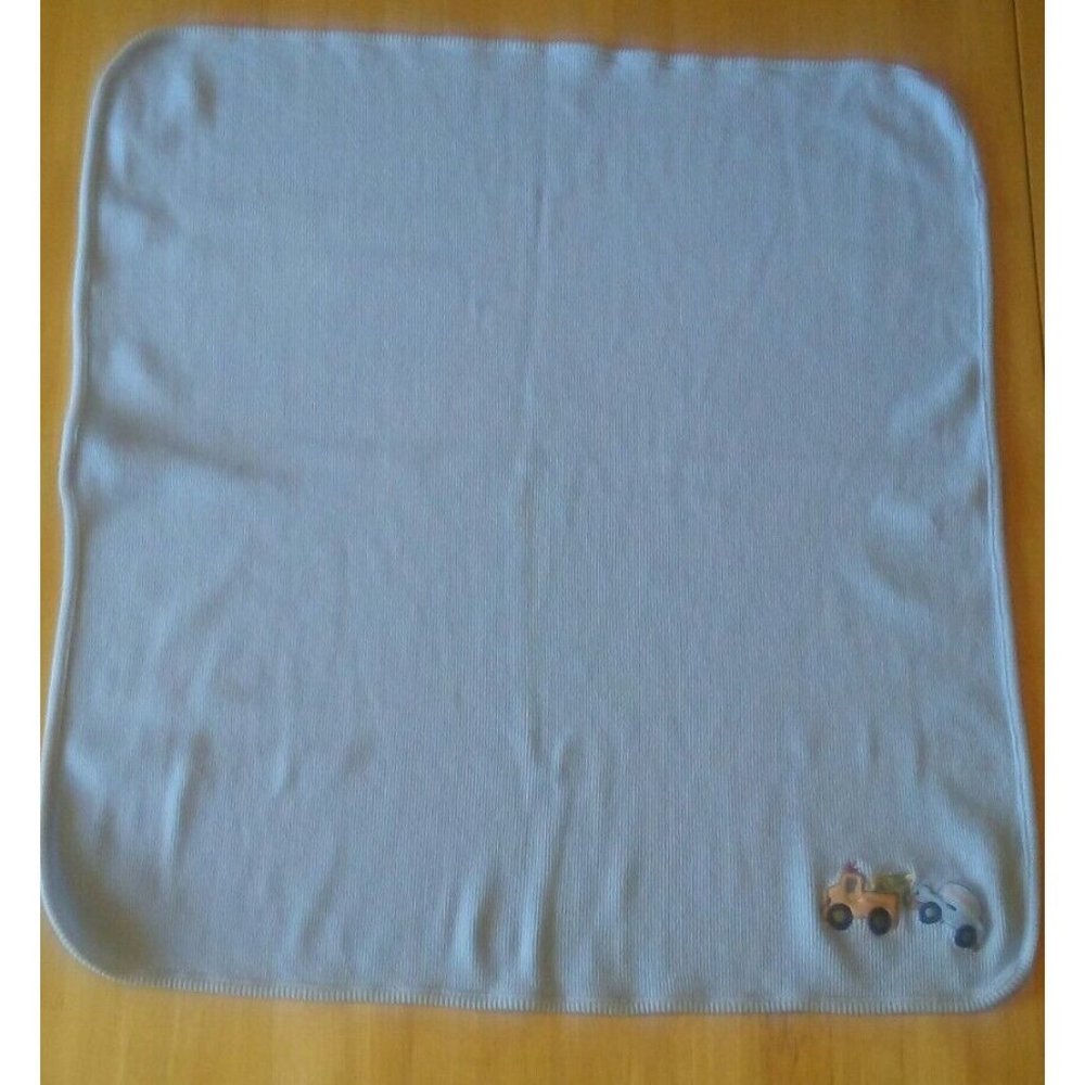 JUST BORN Tow Truck Baby Boy Thermal Cotton Receiving Swaddling Car Blanket Blue